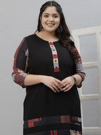Sztori Plus Size Printed Neck Round Neck Straight Kurta | Grocsy