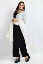 Mominos Fashion Moeza Women's Cotton Zari Box White Dupatta | Grocsy