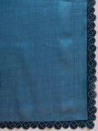 Teal Organza Swaroski Diamond Work Saree with Unstitched Blouse - Radha | Grocsy