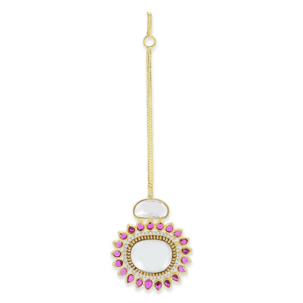 Flower Kundan Maang Tikka- Ruby Raang | Grocsy