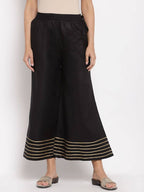 Myshka Women's Black Cotton Solid Casual Palazzo | Grocsy