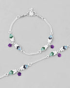 VOJ Set of 2 Mutli Color Meenakari Anklet | Grocsy