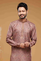 Raivat Ethnic Art Silk Digital Print Pintux Work Kurta Pajama In Onion Pink Colour | Grocsy