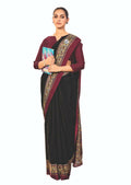 Joban Fashion Black Crepe Silk with Traditional Print Saree | Grocsy