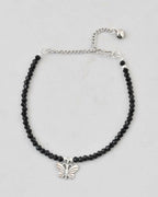 VOJ Set of 2 Butterfly Black Beads Anklet | Grocsy