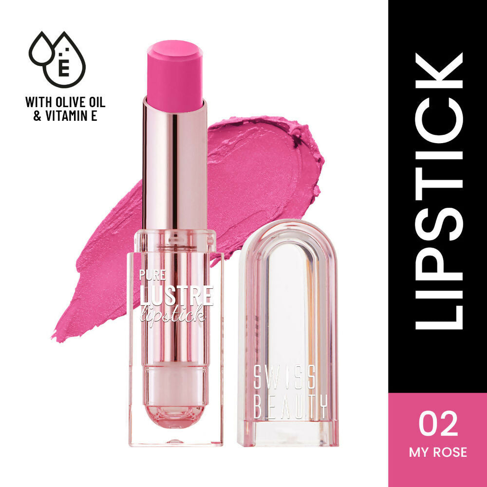 Swiss Beauty High Shine Finish Smooth Glide Pure Lustre Lipstick - 2 My Rose | Grocsy