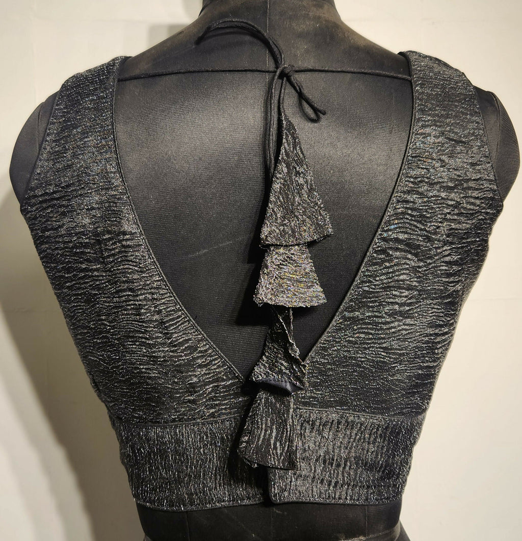Kia Fashions Black Crush Tissue Self Design Readymade Blouse | Grocsy
