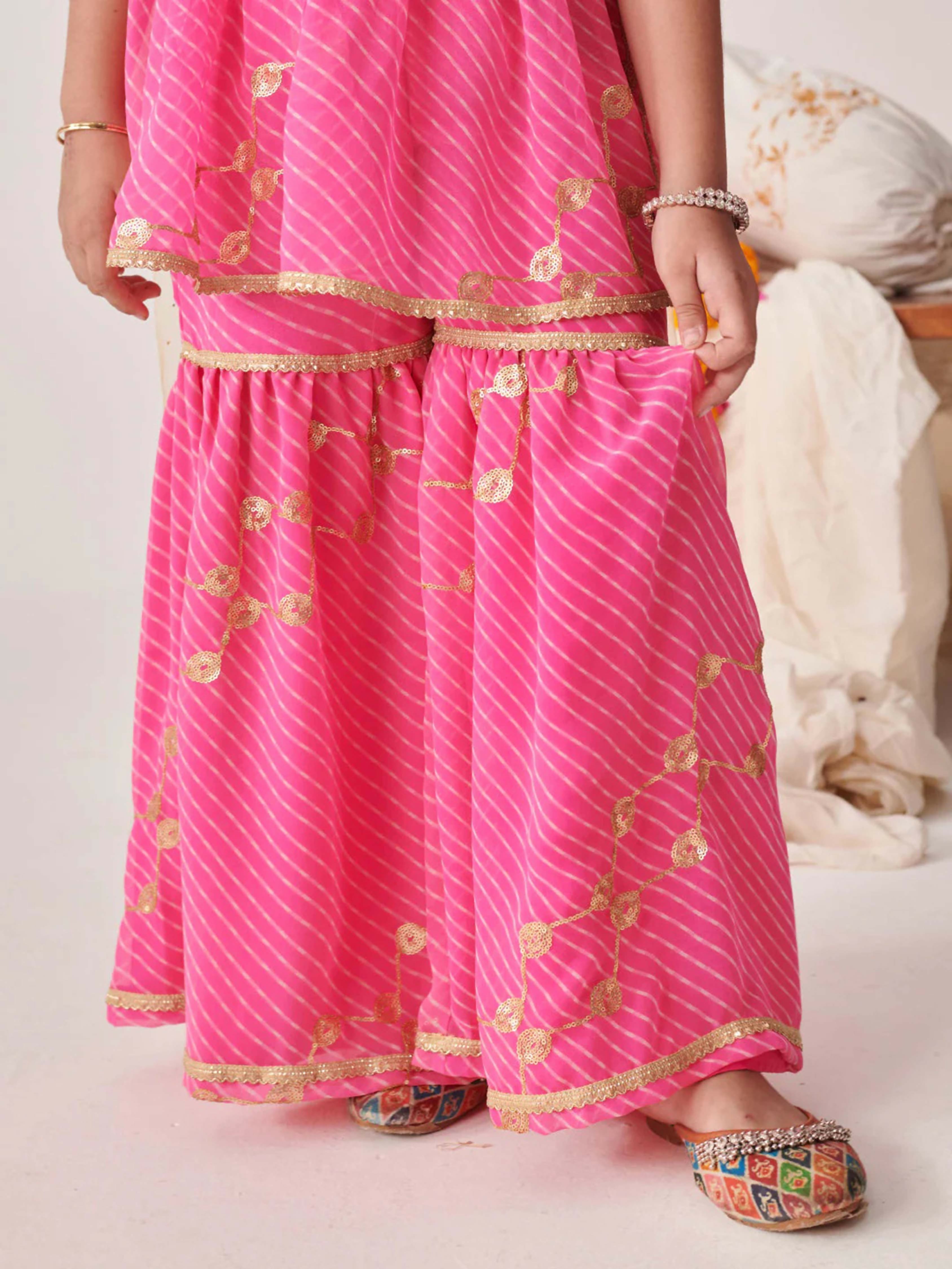 Joban Fashion Girl's Pink Color Sharara Set | Grocsy
