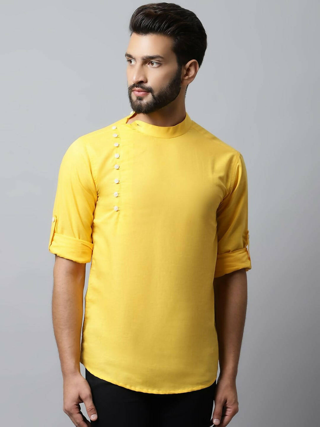 Even Apparels Yellow Color Pure Cotton Men's Kurta With Side Placket (MMS759) | Grocsy