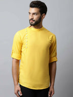 Even Apparels Yellow Color Pure Cotton Men's Kurta With Side Placket (MMS759) | Grocsy