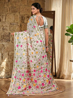 Shree Shyam Fashion White Linen Cotton Saree | Grocsy