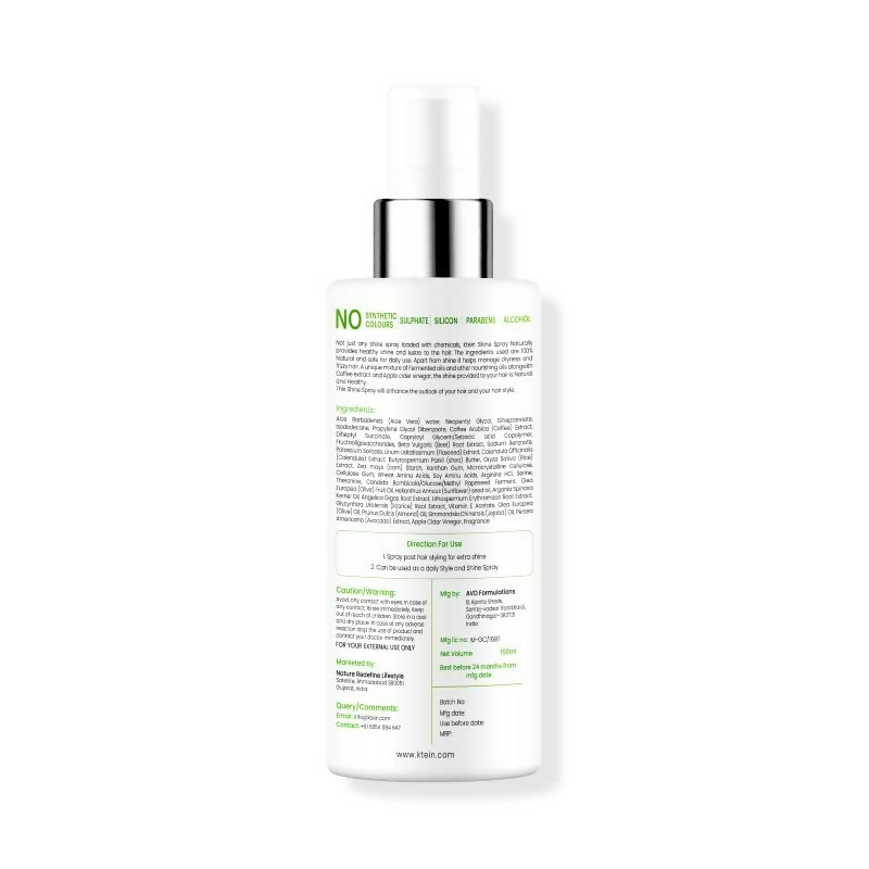 Ktein 100% Plant Based Hair Heat Protection Spray With Extra Shine Chamomile Argan And Vitamin E | Grocsy