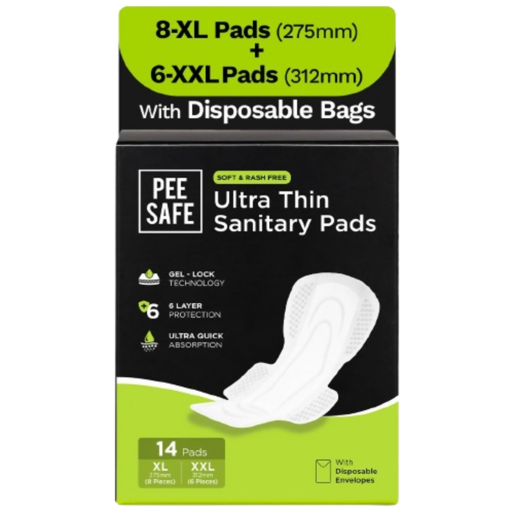 Pee Safe Comfort Ultra Thin Sanitary Pads For Women (14 Pads) | Grocsy