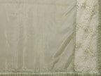 Green Glass Tissue,Net Embroidered Saree With Stitched Blouse - Nimaya Kaksha | Grocsy