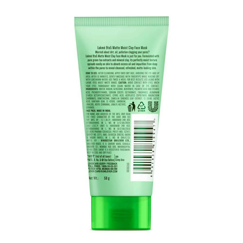 Lakme 9to5 Matte Moist Clay Face Mask | Grocsy
