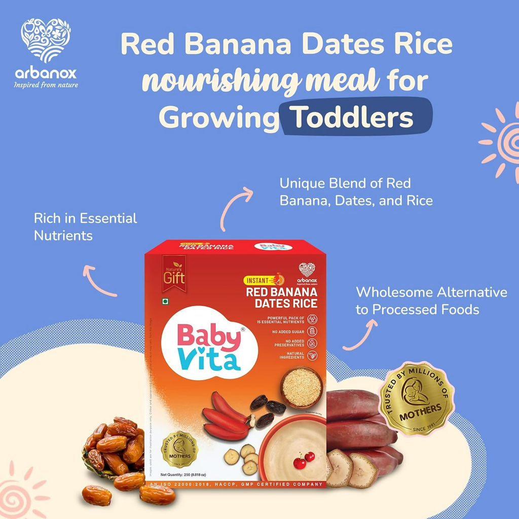 Babyvita Arbanox Red Banana Dates Rice Wholesome Blend For Little Ones Trusted By Parents | Grocsy