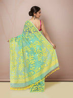 Joban Fashion Light Green Cotton Blend Jamdani Saree | Grocsy