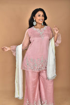 Morchari Women And Hand Embroidery Palazzo Set-Peach | Grocsy