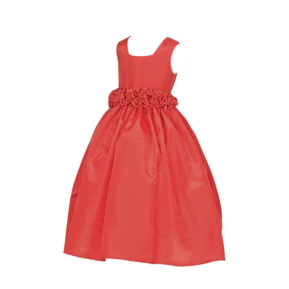 Asmaani Baby Girl's Red Color Satin Fashionable Maxi Full Length Dress (AS-DRESS-22011) | Grocsy