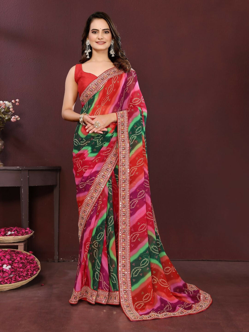 Ai Fashion Multi Georgette Digital Print Party Wear Saree | Grocsy