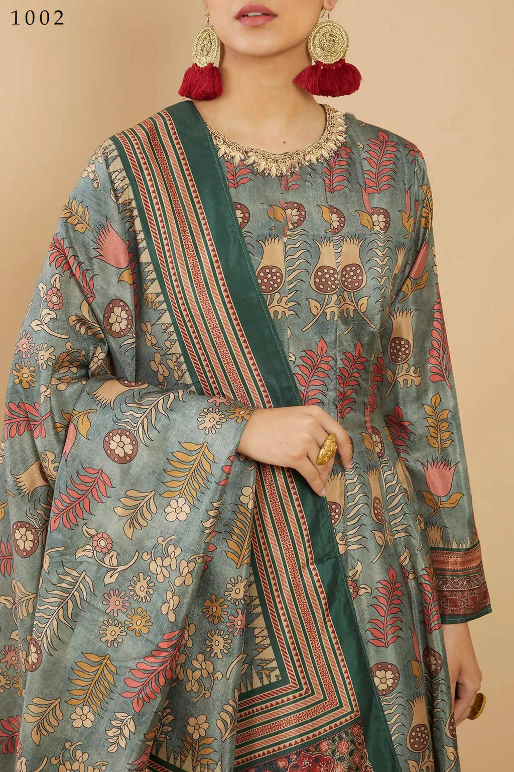 Women's Partywear Designer Green Soft Dola Silk Anarkali suit with Dupatta - Kalishta | Grocsy