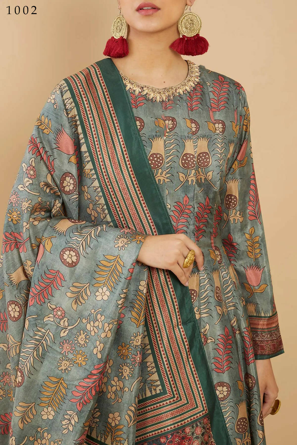 Women's Partywear Designer Green Soft Dola Silk Anarkali suit with Dupatta - Kalishta | Grocsy