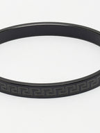NVR Men's Black Rhodium-Plated Stainless Steel Kada Bracelet