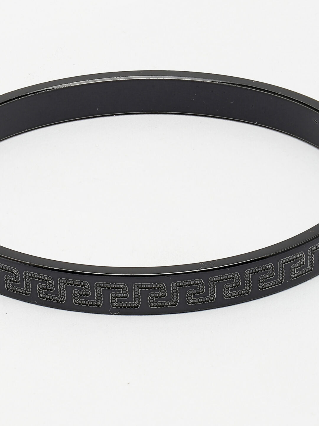 NVR Men's Black Rhodium-Plated Stainless Steel Kada Bracelet