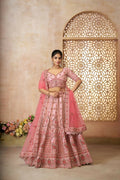 Kesar Fab Pink Silk Embroidered Lehenga | Grocsy