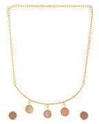 VOJ One Gram Gold-Polished Stone Studded Necklace and Earrings Set | Grocsy