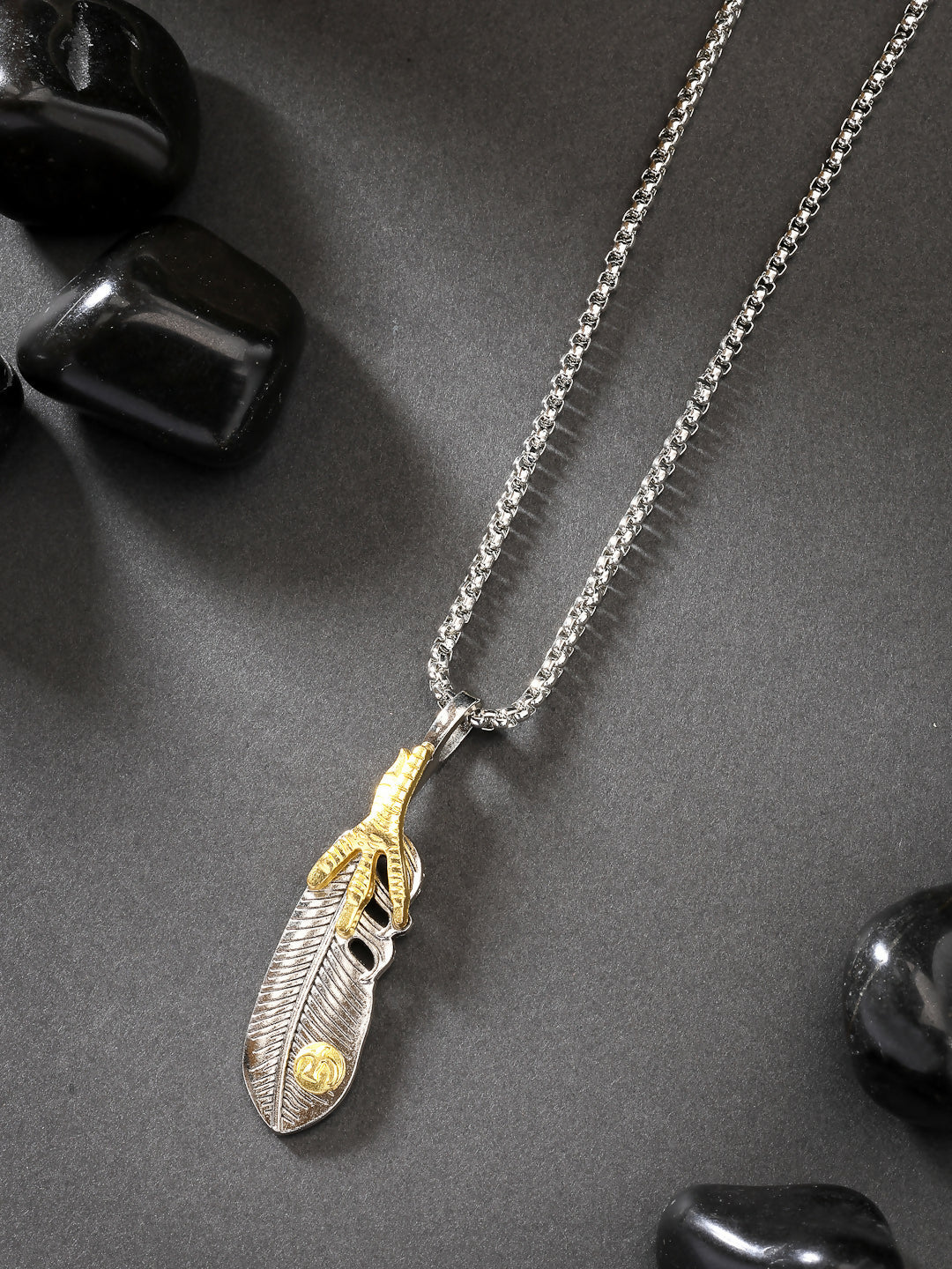 NVR Men's Silver-Plated Stainless Steel Pendant with Chain | Grocsy