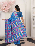 Shree Shyam Fashion Silk Blend Blue Saree | Grocsy