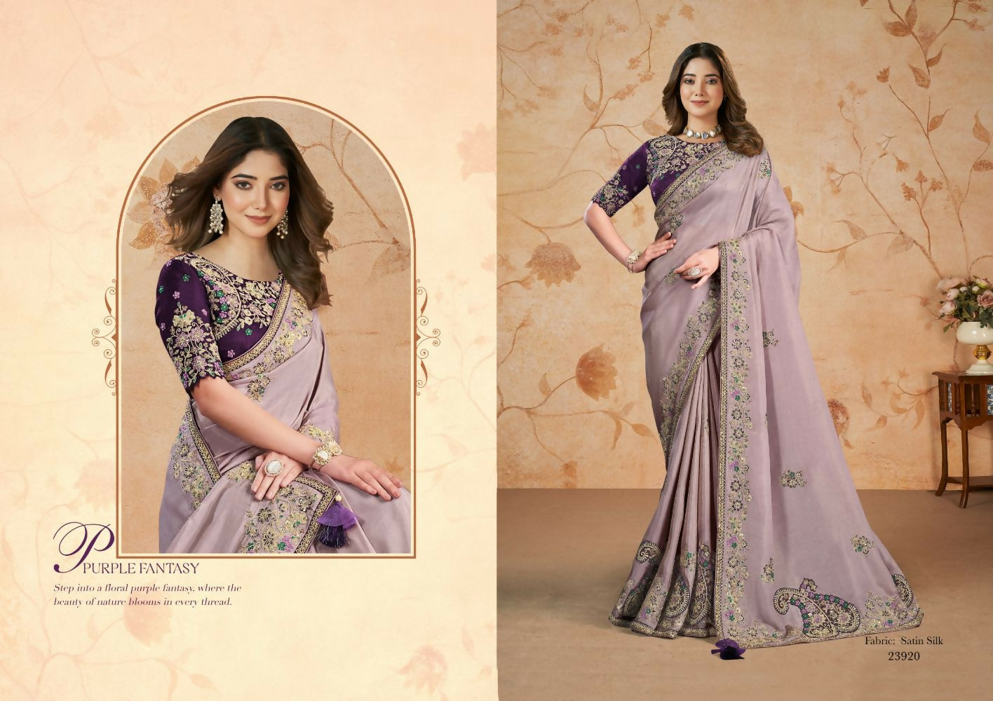Sequence Embroidery with Golden and Silver Stone Work - Mohmanthan Dakshika | Grocsy
