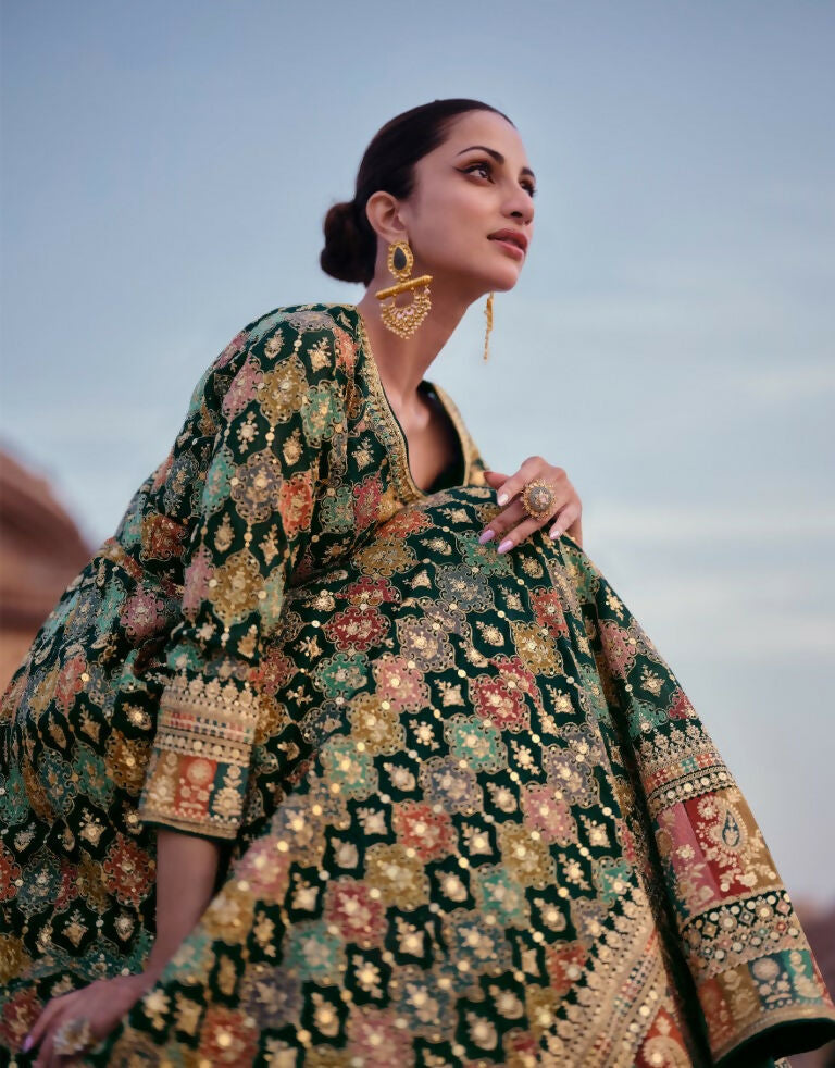 Vastranavya Traditional Faux Georgette Embroidered Sequence work Anarkali Gown | Grocsy