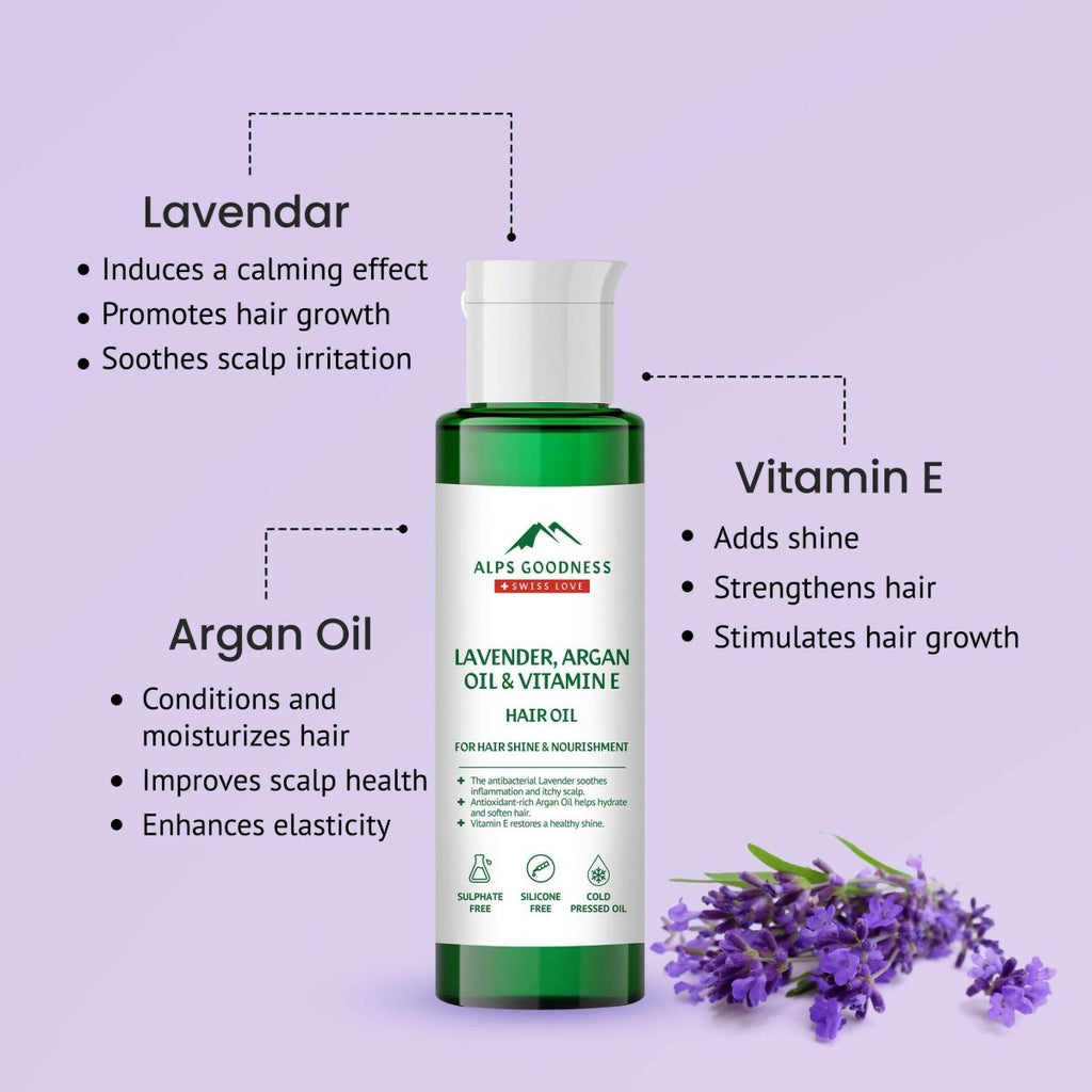 Alps Goodness Lavender, Argan Oil & Vitamin E Hair Oil | Grocsy