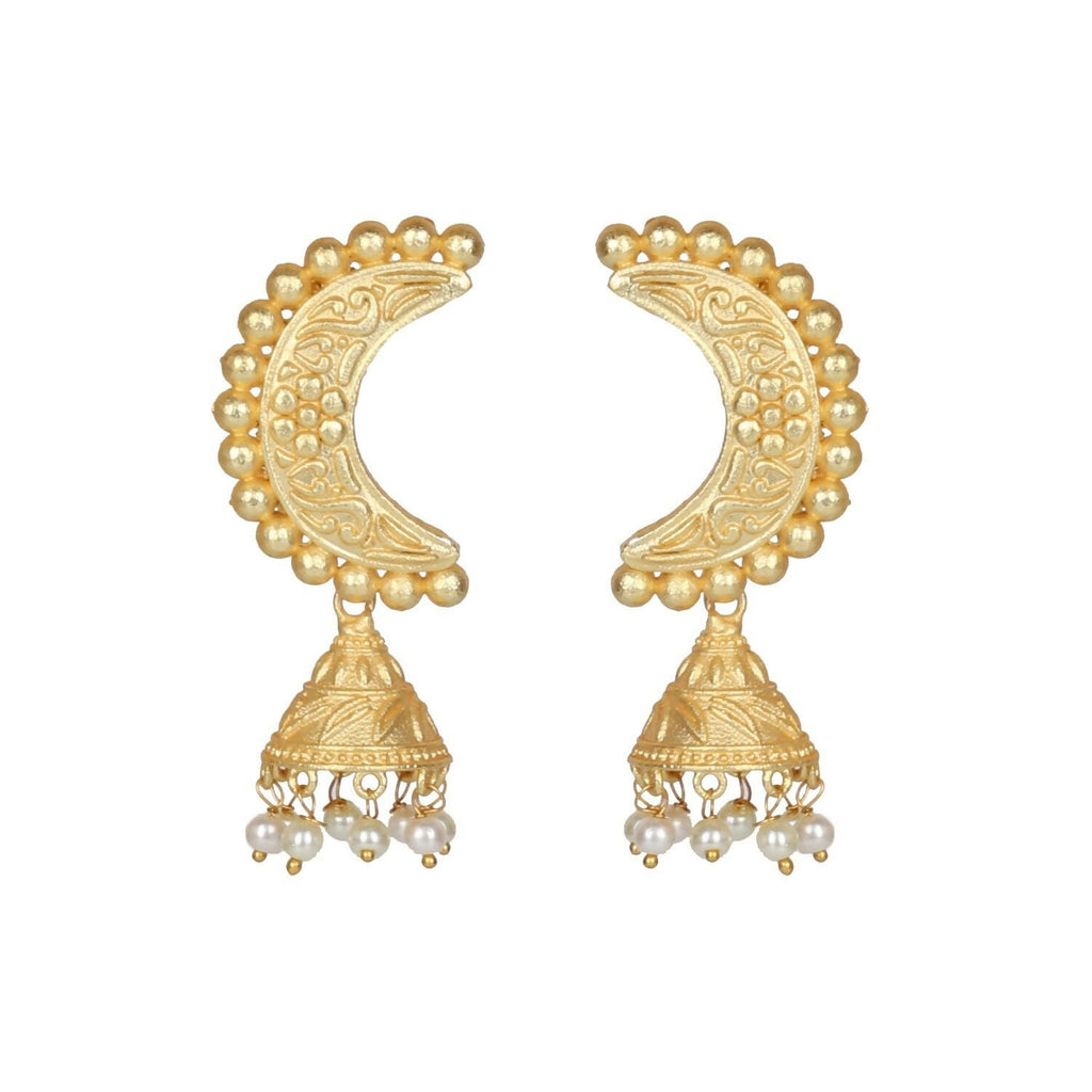 Joban Fashion Women Matte Gold Brass Earrings | Grocsy