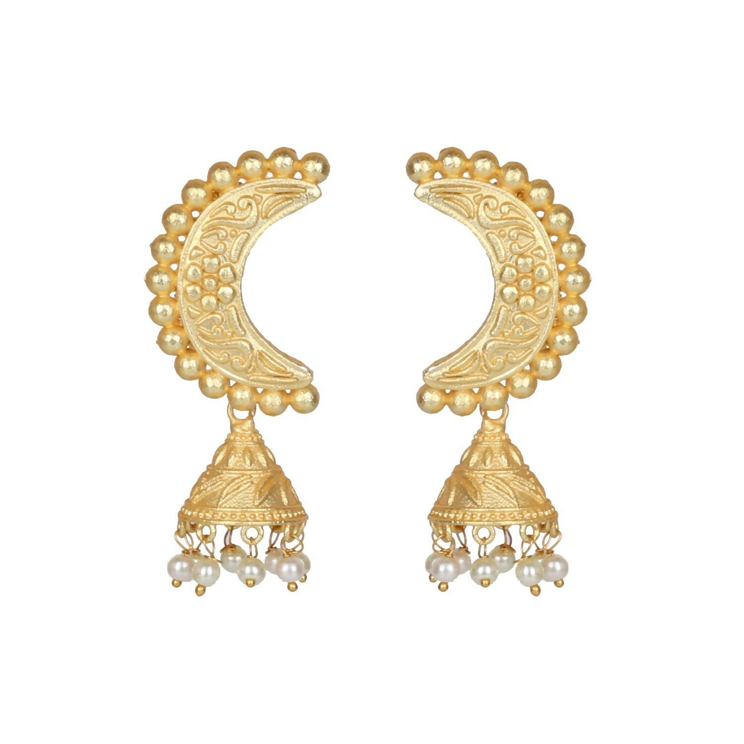 Joban Fashion Women Matte Gold Brass Earrings | Grocsy