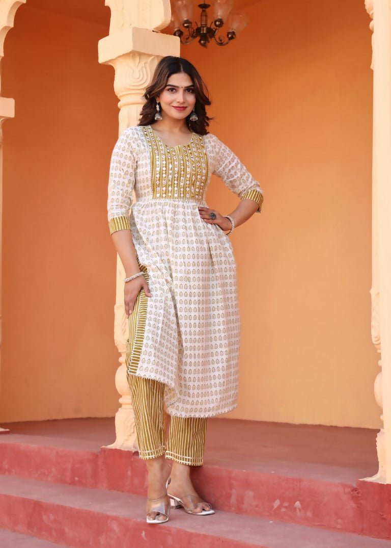 Alvano Printed 3Pcs Kurti Set for Women's and Girls Rayon | Grocsy