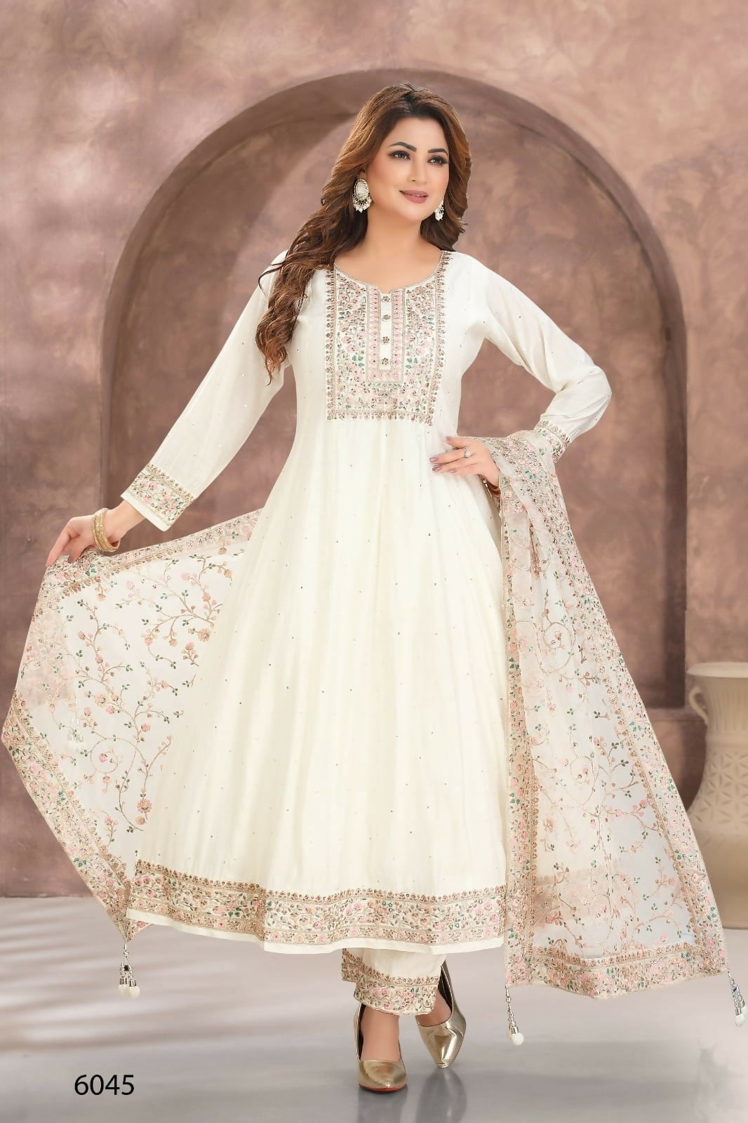 Joban Fashion Chanderi Cream Color Kurta Set | Grocsy