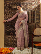kasee Floral Zardozi Supernet Saree | Grocsy