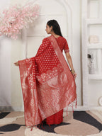 Shree Shyam Fashion Lichi Silk Red Saree | Grocsy