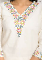 Festive Wear Ethnic White viscose blend Stitched Suit With Dupatta - Tanisha | Grocsy