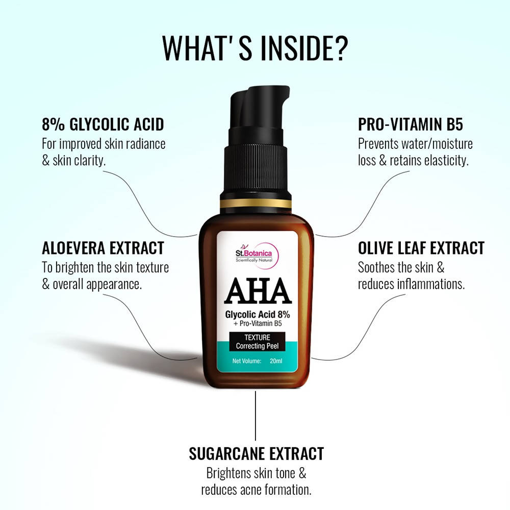St.Botanica AHA Glycolic Acid 8% + Pro-Vitamin B5 Texture Correcting Peel | Grocsy