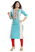 Snehal Creations Tantalising T. Blue Textured Cotton Straight Tunic | Grocsy