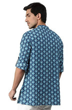 Janasya Men's Blue Cotton Kurta | Grocsy