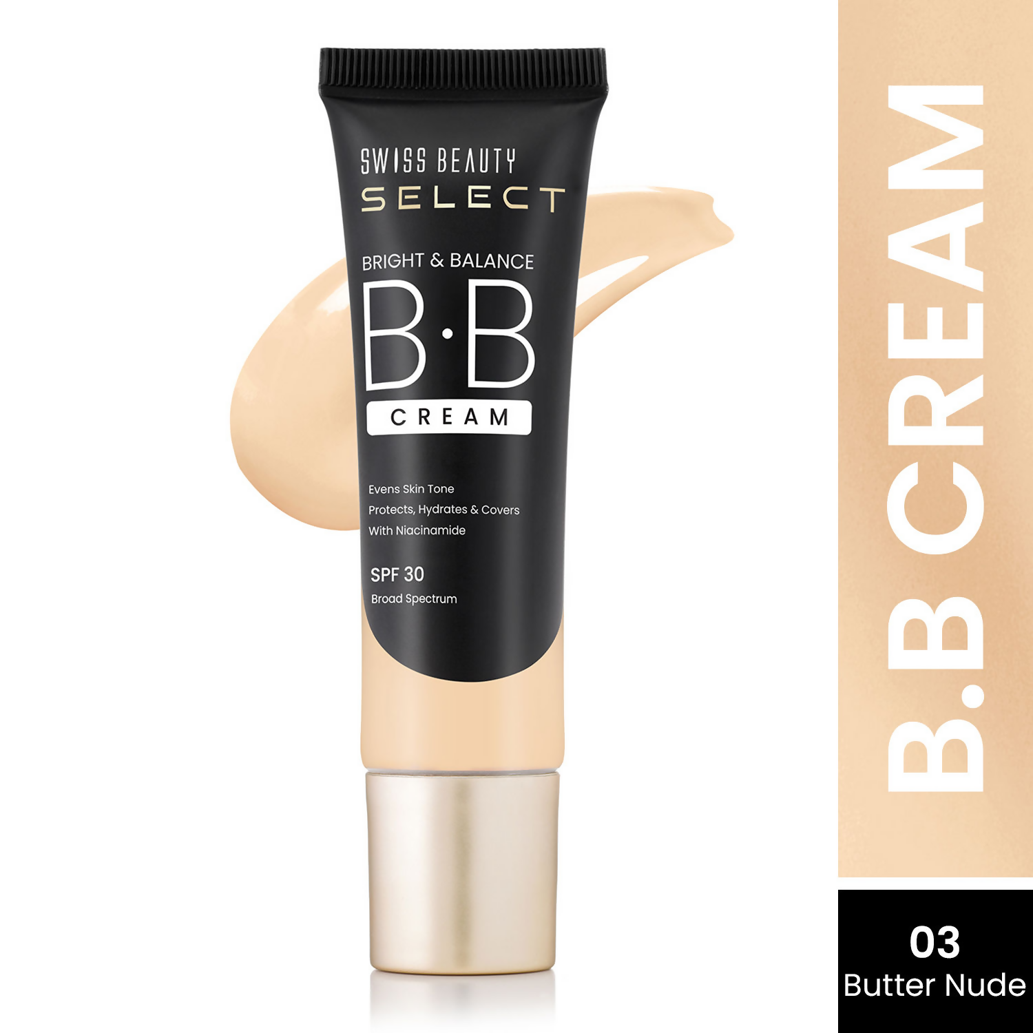 Swiss Beauty Select Bright & Balance BB Cream With Niacinamide - 3 Butter Nude | Grocsy