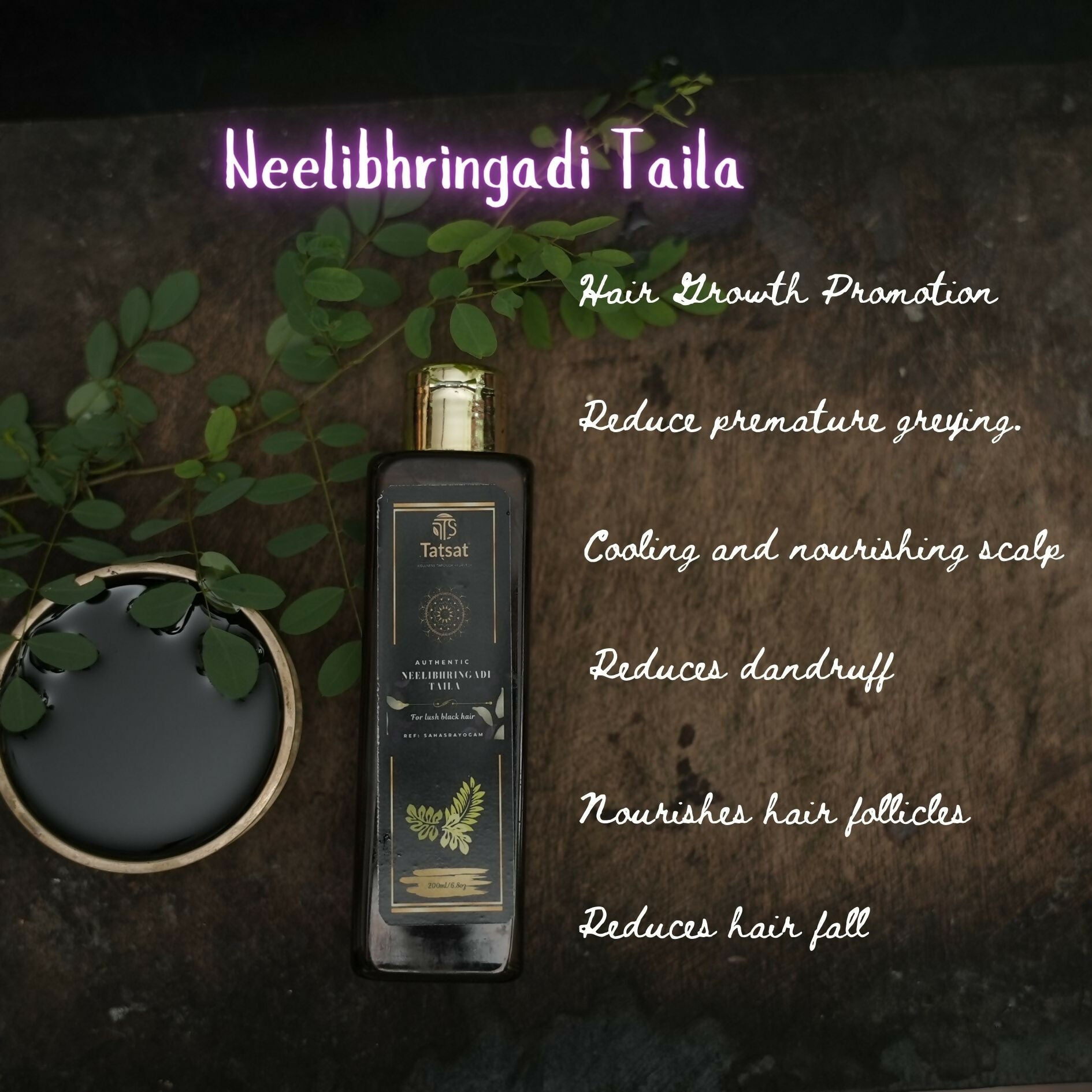 Tatsat Neelibhringadi Classical Ayurvedic Hair Oil For Lush Black Hair | Grocsy