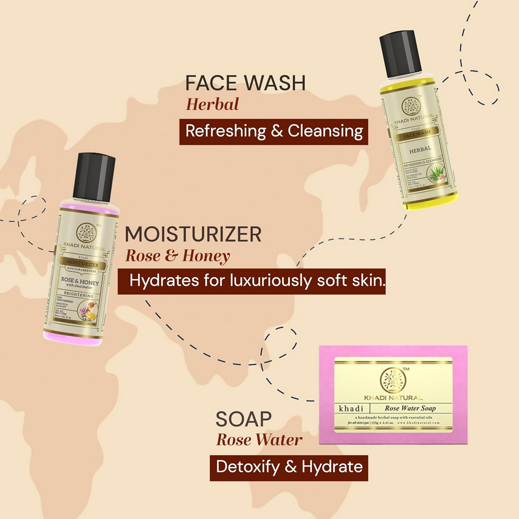 Khadi Natural Travel Kit Skincare & Haircare Essentials On-The-Go | Grocsy