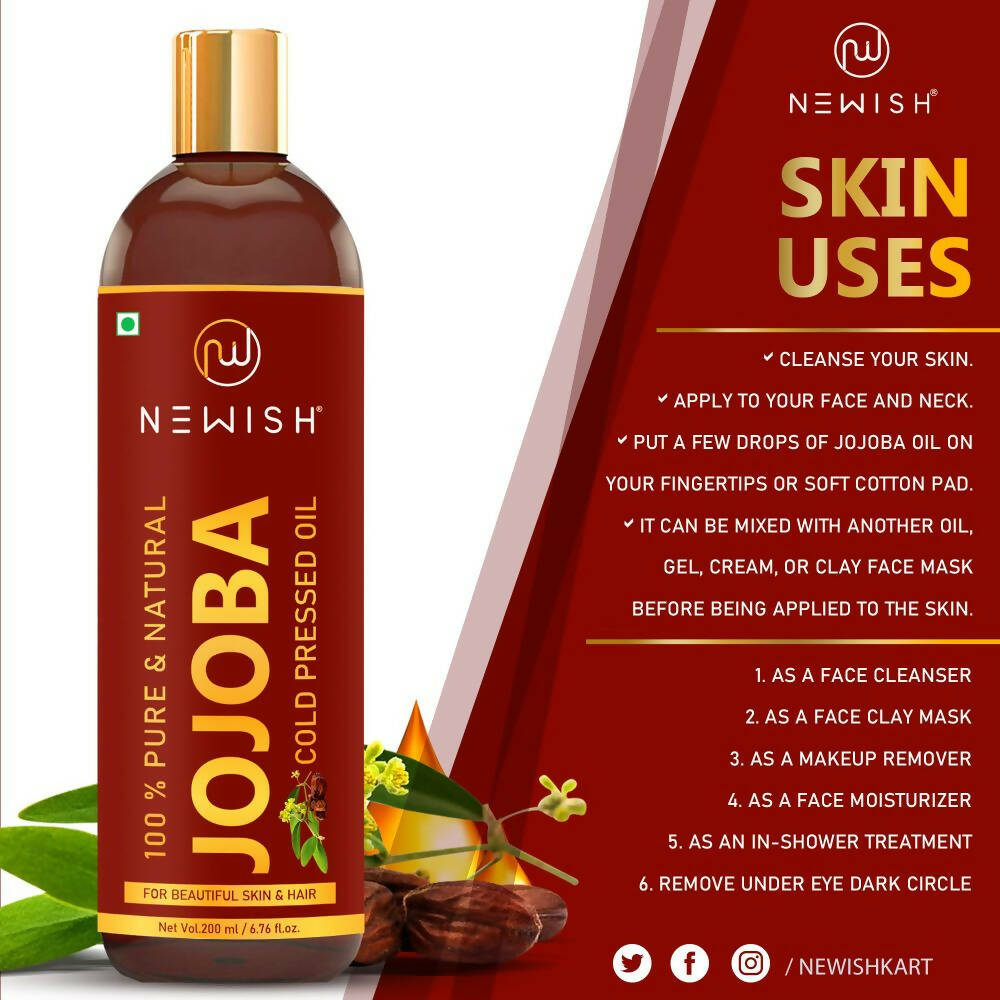 Newish Pure & Natural Jojoba Oil For Hair & Skin | Grocsy