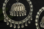 Mominos Fashion Johar Kamal Silver Earrings With Kundan Work Jhumkas
